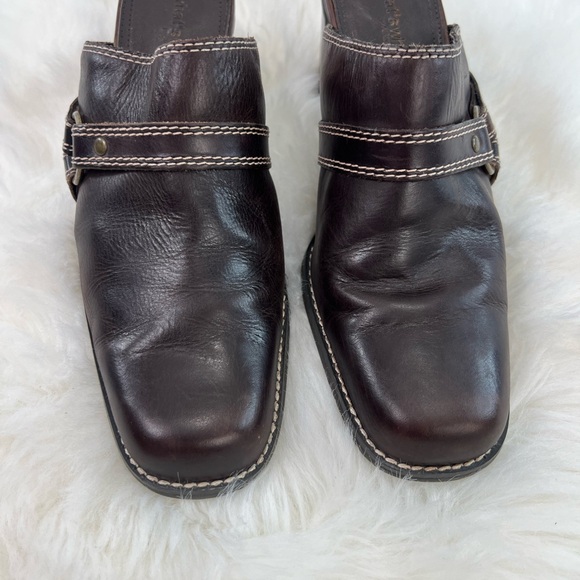 Womens Leather Brown Block Heels What's What by Aerosoles mules Clogs Size 7.5M - Picture 6 of 14